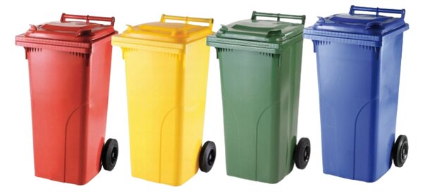 Akciový balíček - Popolnica Odpadová nádoba 120L 4 ks - červená, zelená, žltá, modrá