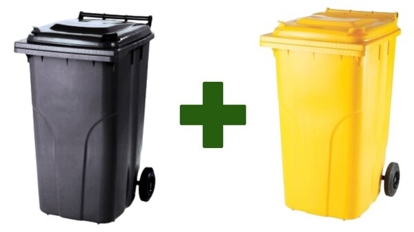 Akciový balíček - Popolnica Odpadová nádoba 240L čierna + žltá
