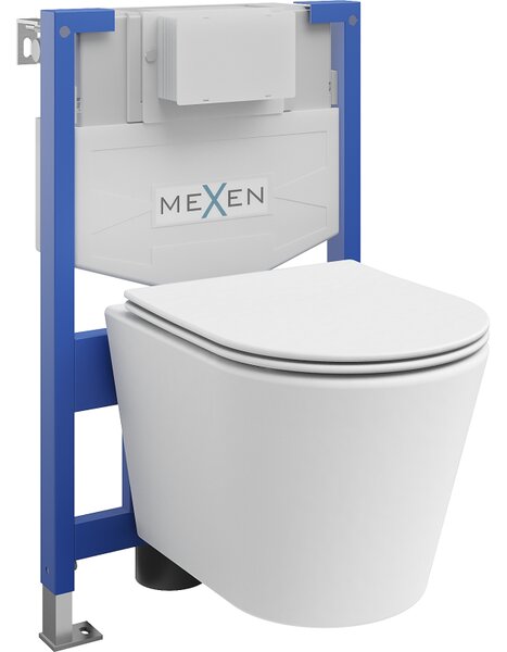 Mexen Rico zápustná WC sada rám Fenix XS-F s WC misou a pomaly klesajúcim sedadlom, biely mat - 68030724001