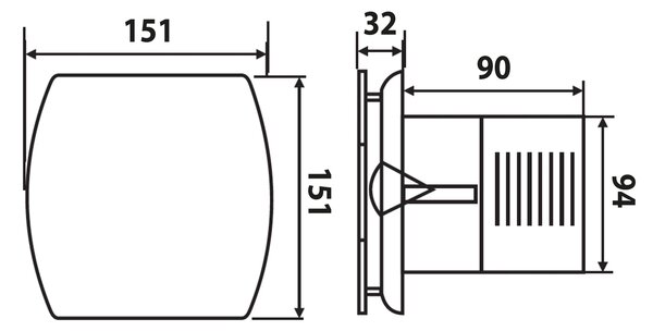 Sapho Sapho, LEX kúpeľňový ventilátor axiálny, 15W, potrubie 100mm, nerez, LX103