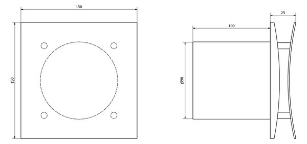 Sapho Sapho, EIRA kúpeľňový ventilátor axiálny, 15W, potrubie 100mm, časovač, biela, EI102