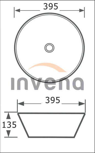 Invena Tinos, keramické umývadlo na dosku 39,5x39,5x13,5 cm, biela matná, INV-CE-43-001-C