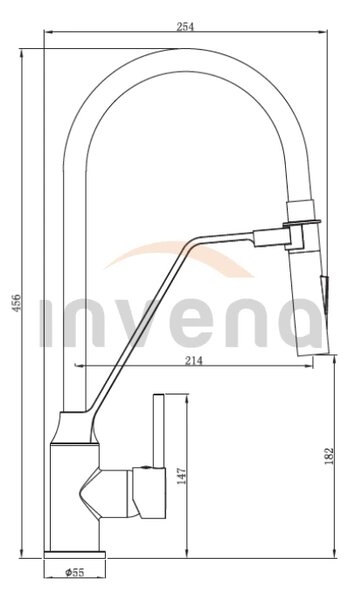 Invena Terra, kuchynská batéria s elastickým ramenom, čierna-chróm, INV-BZ-54-L04-D