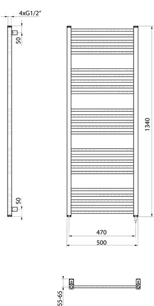 Sapho Sapho, METRO-E elektrické vykurovacie teleso, rovné, 500x1340 mm, 500 W, biela, ME513