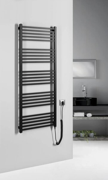Sapho Sapho, METRO-E elektrické vykurovacie teleso, rovné, 500x1340 mm, 500 W, čierna matná, ME513B