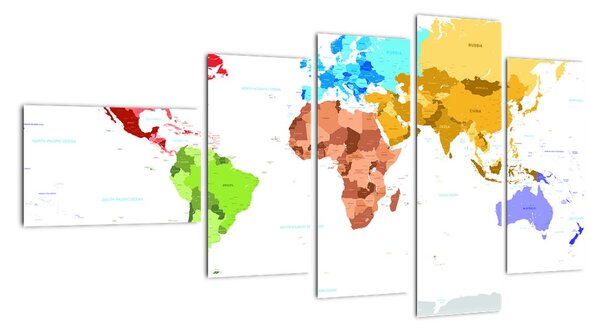 Obraz - farebná mapa sveta (Obraz 110x60cm)
