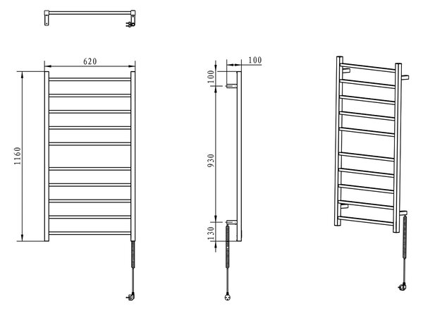 Sapho Sapho, ESKINADO elektrický sušiak uterákov, hranatý, 620x1160 mm, 120 W, nerez, ER430V