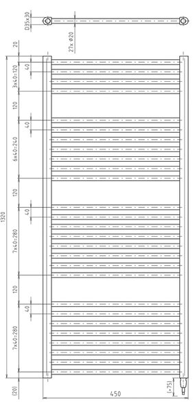 Aqualine Aqualine, DIRECT-E elektrické vykurovacie teleso, rovné, 450x1320 mm, 400 W, čierna, ILE34TB