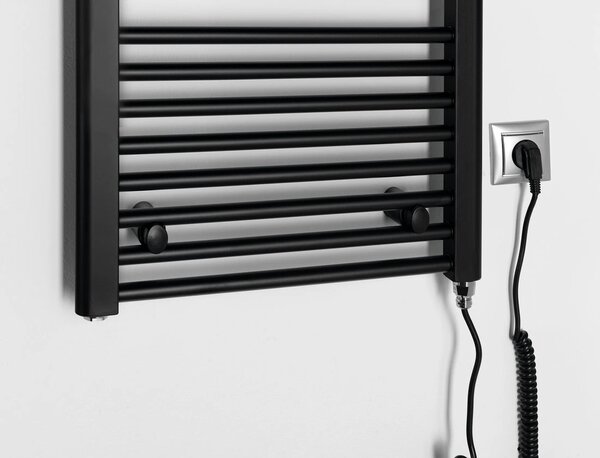 Aqualine Aqualine, DIRECT-E elektrické vykurovacie teleso, rovné, 450x960 mm, 300 W, čierna, ILE94TB