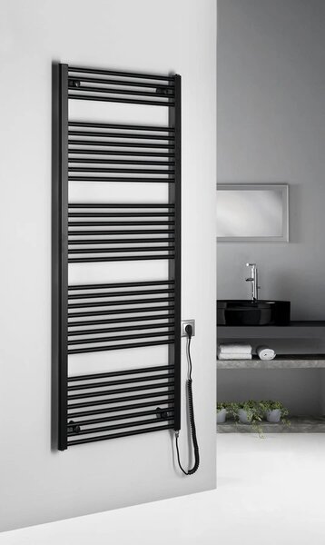 Aqualine Aqualine, DIRECT-E elektrické vykurovacie teleso, rovné, 600x1680 mm, 800 W, čierna, ILE66TB