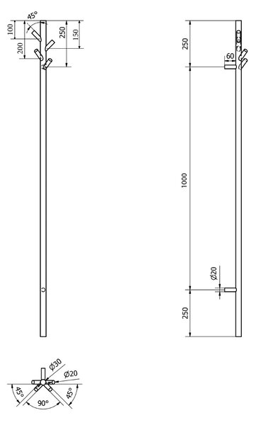 Sapho Sapho, PASADOR elektrický sušiak uterákov, guľatý, 150x1500 mm, 30 W, čierna matná, ER175BV