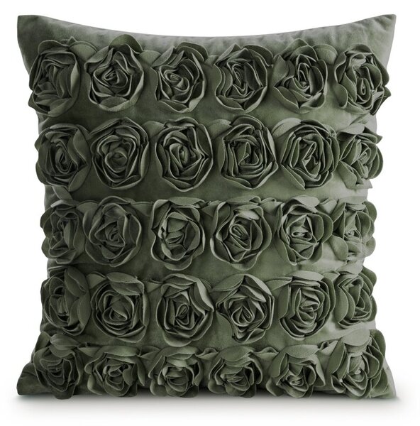 Dekorstudio Zamatová obliečka na vankúš ROSES 45x45cm - olivová