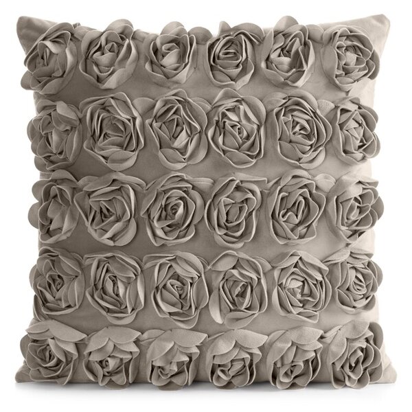 Dekorstudio Zamatová dekoračná obliečka na vankúš ROSES 45x45cm - béžová