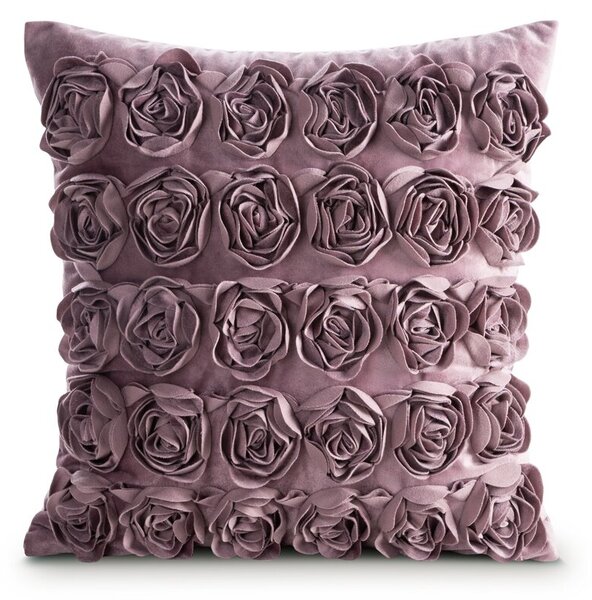 Dekorstudio Zamatová dekoračná obliečka na vankúš ROSES 45x45cm - tmavoružová