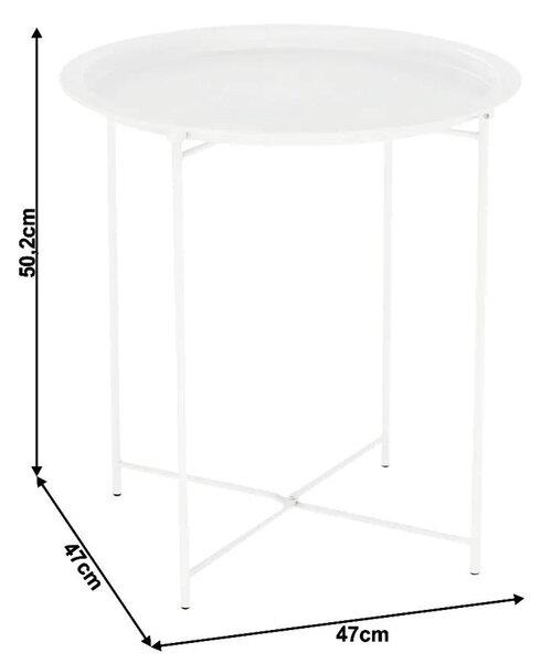 Kondela RENDER BI 0000273680 - Príručný stolík s odnímateľnou táckou, biela