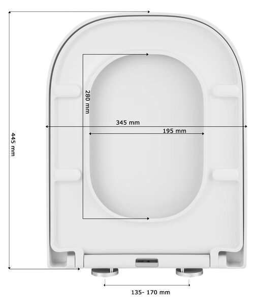 Gamma Lumino, toaletné WC sedátko 445x345mm z PP s pomalým zatváraním, biela, GAM-LUMINO