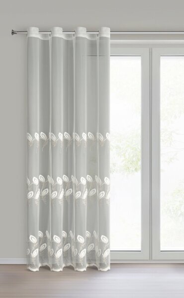Dekorstudio Vyšívaná záclona MICHAELA na dekoračných krúžkoch 140x250cm - béžová