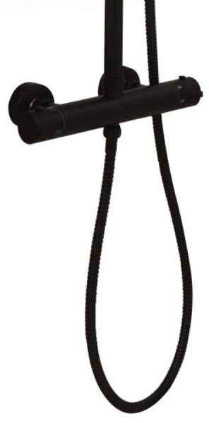 Erga Erga, termostatická sprchová batéria s horným 3/4" pripojením sprchového stĺpu, čierna matná, ERG-YKA-BW.FL-THERM-BLK