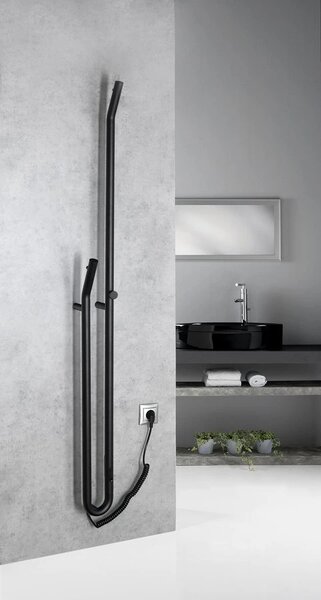 Sapho Sapho, DUOPASSO elektrický sušiak uterákov s časovačom, 122x1700mm, 45 W, čierna mat, ER330