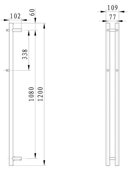 Sapho Sapho, PAPINADO elektrický sušiak uterákov, 109x1200mm, 40W, čierna mat, ER340