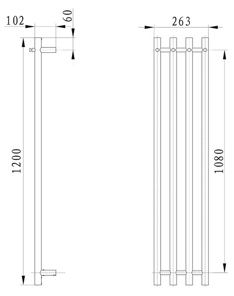 Sapho Sapho, PAPINADO elektrický sušiak uterákov, 263x1200mm, 85W, chróm, ER750