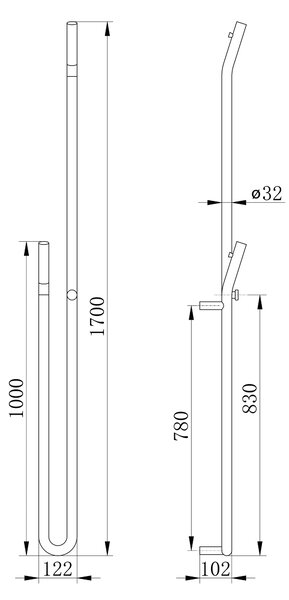 Sapho Sapho, DUOPASSO elektrický sušiak uterákov s časovačom, 122x1700mm, 45 W, čierna mat, ER330