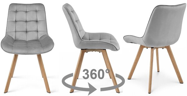 Dekorstudio Zamatová jedálenská stolička SORIA otočná o 360° - svetlosivá s nohami v dekore duba Počet stoličiek: 1ks