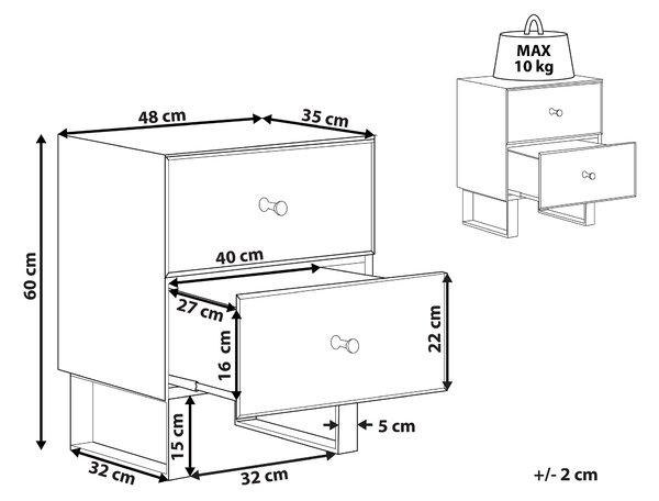 Nočný stolík strieborný sklo kov MDF zrkadlový efekt 48 x 35 x 60 cm 2 zásuvky úložný priestor glamour štýl spálňa