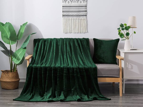 XPOSE® Mikroplyšová deka Exclusive - tmavo zelená 150x200 cm