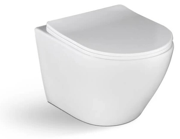 Laveo Desna, závesná WC misa Rimless 485x370x320 mm + toaletné sedadlo, biela lesklá, LAV-VMD_600S
