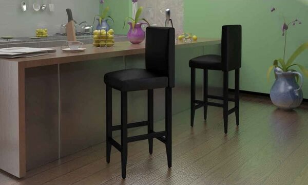 Barové stoličky 4 ks, čierne, umelá koža