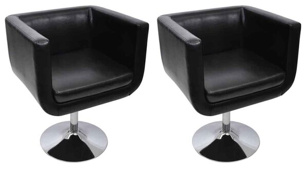 Barové stoličky z umelej kože, 2 ks, čierne