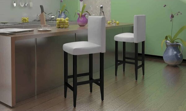 Barové stoličky 6 ks, biele, umelá koža