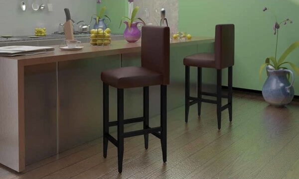 Barové stoličky 4 ks, tmavohnedé, umelá koža