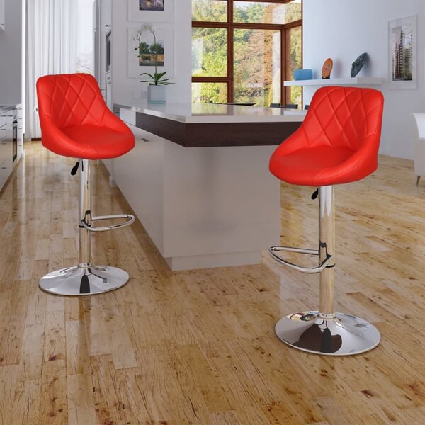 Barové stoličky 2 ks červené umelá koža