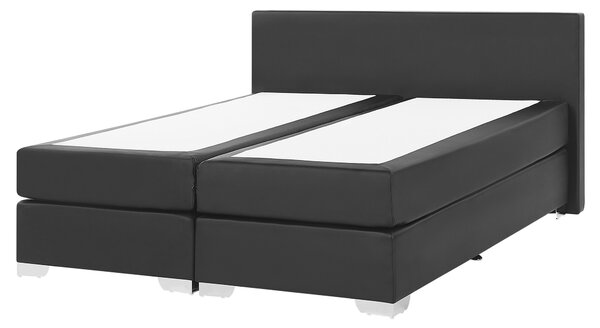 Kontinentálna posteľ čierna umelá koža 160 x 200 cm vreckový pružinový matrac s čelom moderný štýl spálňa