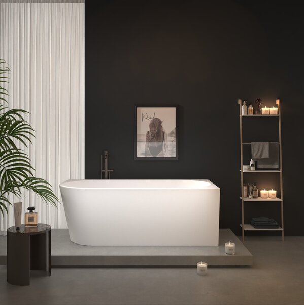 Erga Zara, rohová voľne stojaca vaňa 140x72 cm + odtoková zátka, pravá, biela lesklá, ERG-ZARA-140072R-WH-WH