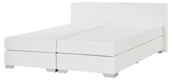 Kontinentálna posteľ biela umelá koža 160 x 200 cm vreckový pružinový matrac s čelom moderný štýl spálňa