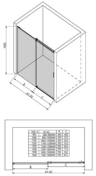 Erga Lynn, posuvné sprchové dvere do otvoru 90x195 cm, 8mm číre sklo, chrómový profil, ERG-V02-LYNN-D090-CL-CR