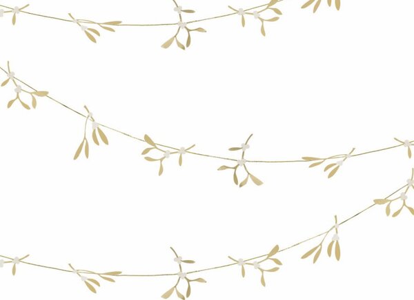 Vianočná girlanda GOLD MISTLETOE 5 m, zlatá