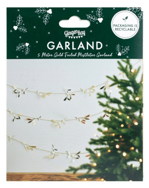 Vianočná girlanda GOLD MISTLETOE 5 m, zlatá