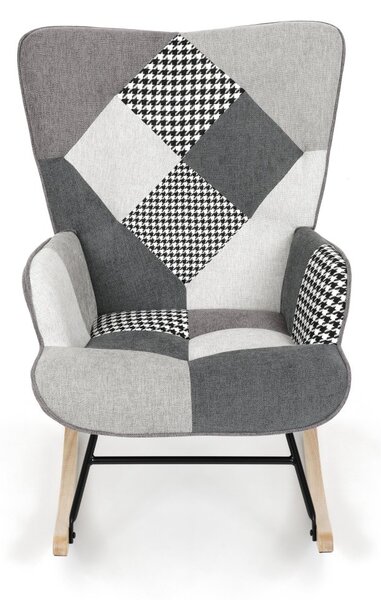 Hojdacie kreslo FABIAN II — látka, čiernobiely patchwork