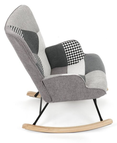 Hojdacie kreslo FABIAN II — látka, čiernobiely patchwork