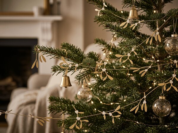 Vianočná girlanda GOLD MISTLETOE 5 m, zlatá
