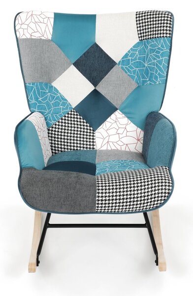 Hojdacie kreslo FABIAN II — látka, modrý patchwork