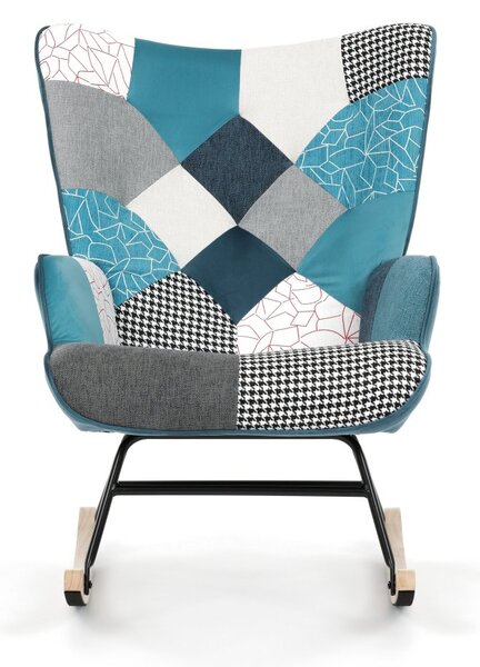 Hojdacie kreslo FABIAN II — látka, modrý patchwork