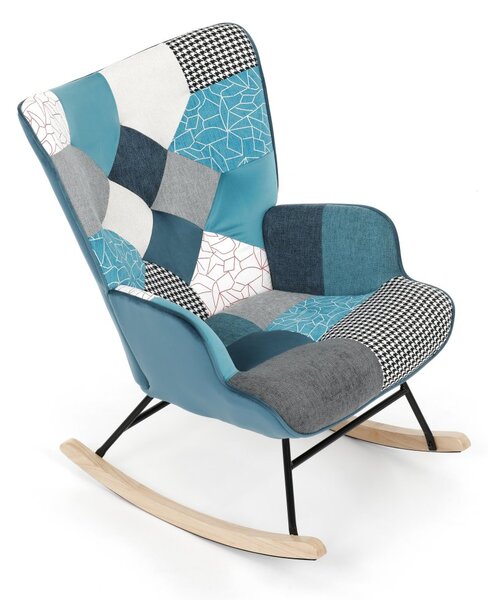 Hojdacie kreslo FABIAN II — látka, modrý patchwork