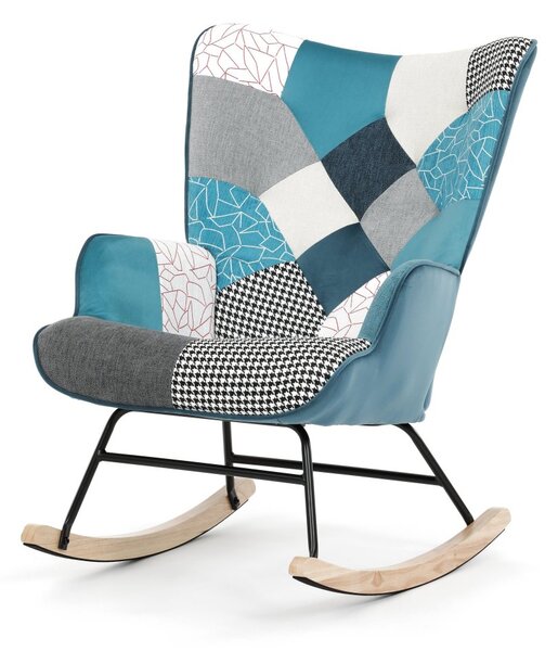 Hojdacie kreslo FABIAN II — látka, modrý patchwork
