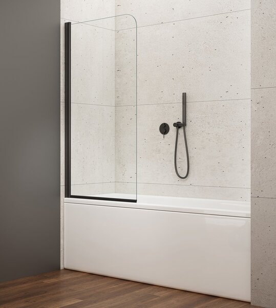 Aqualine Aqualine, VILMA vaňová zástena 600x1400 mm, čierna, číre sklo, AQ6014B