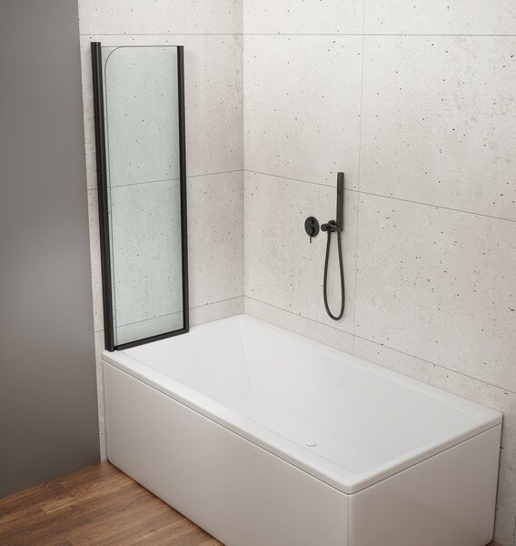 Aqualine Aqualine, WILA vaňová zástena 900x1400 mm, skladacie, čierna, číre sklo, AQ5742B